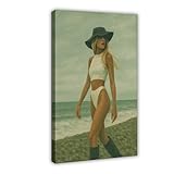 Póster de mujer en la playa, lienzo para decoración de dormitorio, oficina, habitación, regalo, 30 x 45 cm