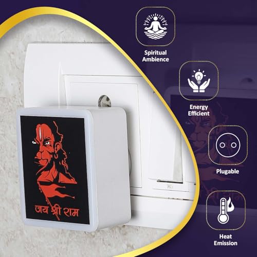 Image of Lexton Hanuman Ji Fancy LED Night Lamp Light with 2 Pin Socket for Spiritual Ambiance, 0.5 Watt, 230v (Warm White, Pack of 1)