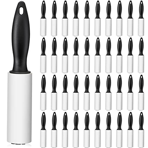 Zhehao 40 Pack Mini Lint Rollers 1200 Sheets Travel Size Lint Removers Portable Roller for Clothes Pet Hair Furniture Couch Carpet Car Seats(6 x 1.02 Inches Black)