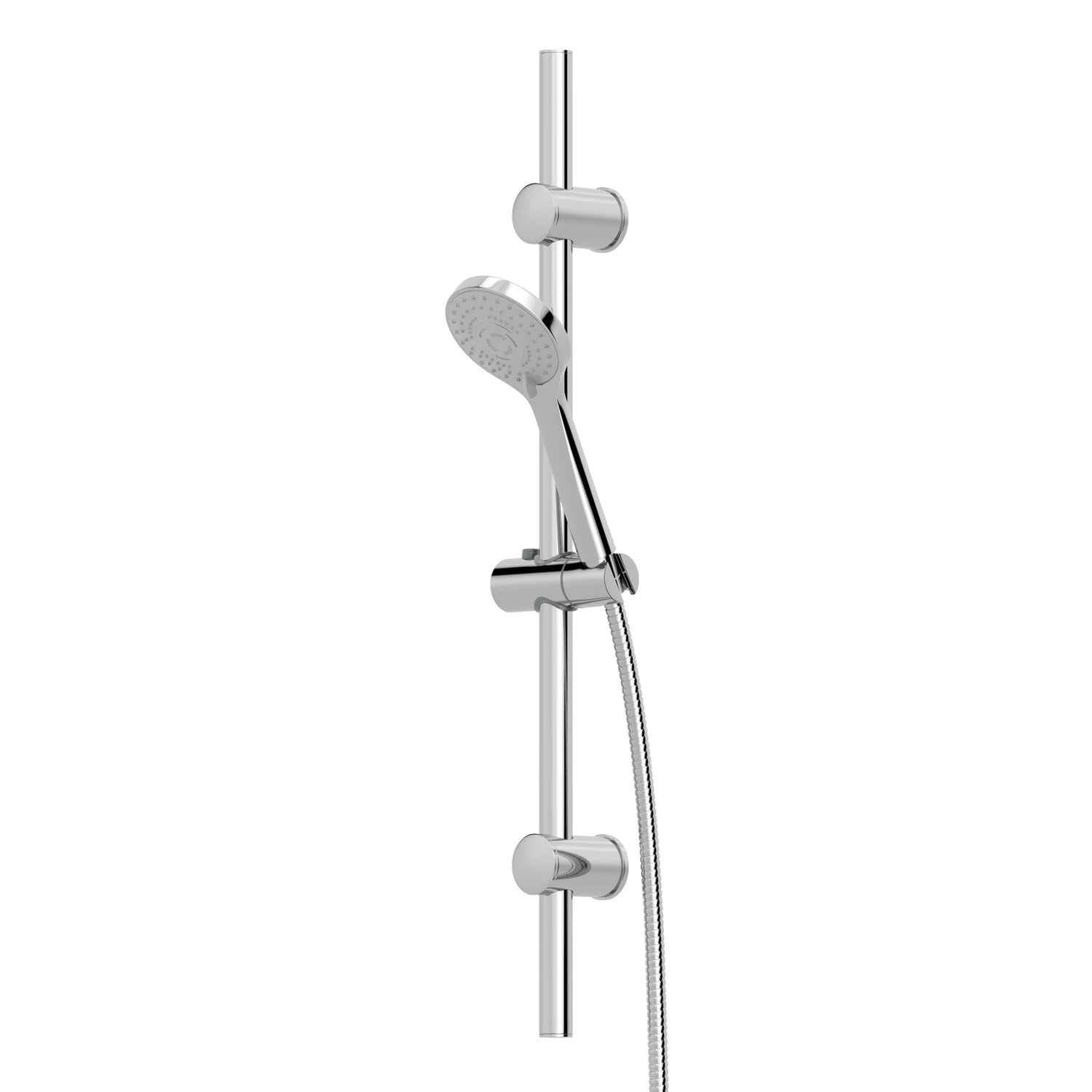 Architeckt® Bathroom Shower Kit Round Multi Spray Adjustable Handset Head & Riser Rail with Shower Head Holder, 1.5m Flexible Hose, Chrome
