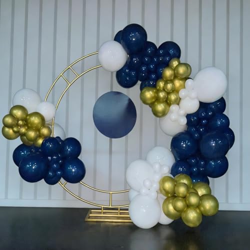 Image of Blue and Gold Balloons Garland Arch Kit, Navy Blue and Gold Confetti Balloons for Class 2026 Graduation, Birthday, Retirement, Anniversary, Baby Shower Party Decorations