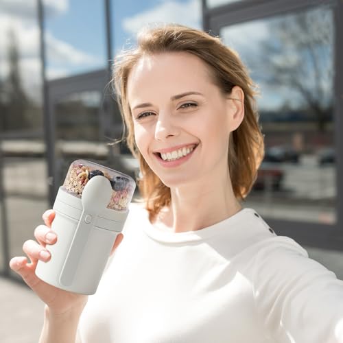 Swkien MüSlibecher to Go, Joghurtbecher to Go 450ml+250ml, Joghurt to Go Becher mit Löffel, Müsli Becher to Go für Müsli & Joghurt… – Ansicht 5