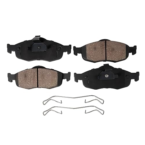 Image of Detroit Axle - Front Brake Pads for 1999-2002 Mercury Cougar, 1995-2000 Contour Mystique, Ceramic Brake Pads w /Hardware Replacement