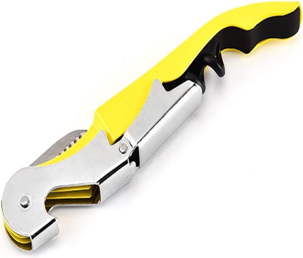 QINGHEC Corkscrew Bottle Opener , Carbon Steel 3 in 1 Beer and Wine Bottle Opener, Waiters Corkscrew and Foil Cutters for Sommeliers, Waiters and Bartenders-Set of 3- (Black,Red,Yellow)