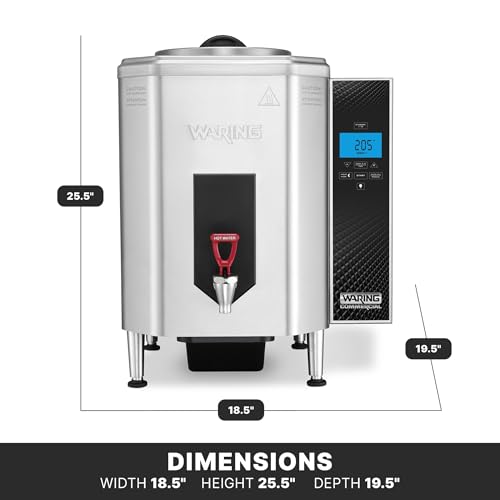 Image of Waring Hot Water Dispenser with 10-Gallon Capacity & 120V | 10-Gallon Capacity, Digital LCD Controls, 150-205F Temperature Range, Night Mode, for Restaurants & Catering Kitchens, 120V