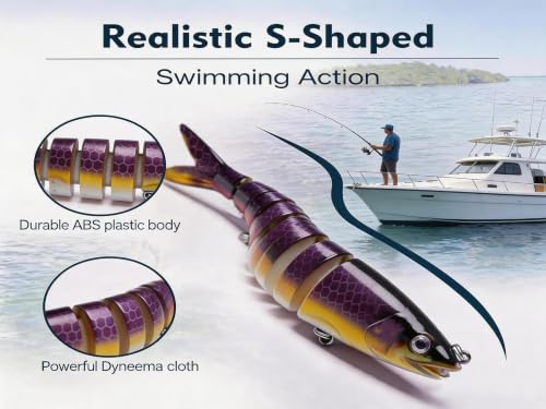 Multi Jointed Swimbait Hard Lure, 5.1in Slow Sinking Fishing Lures with Lifelike Swimming Action, Realistic Bass Fishing Lures for Freshwater, Topwater Lure with Gravity Transfer System for Bass - image 2