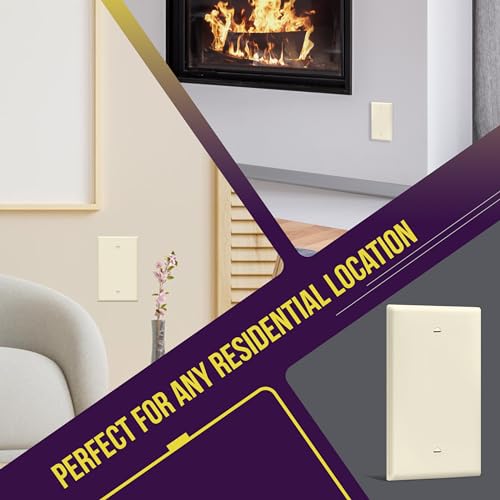 Image of ENERLITES Blank Device Wall Plate, Gloss Finish, 1-Gang 4.88 inch x 3.11 inch, Mid-Size, Unbreakable Polycarbonate Thermoplastic, UL Listed, 8801M-LA, Light Almond (Pack of 1) | Medium size 4.88 inch x 3.11 inch, cover unused electrical box /outlet /switch, unbreakable polycarbonate, UL-listed, easy to install