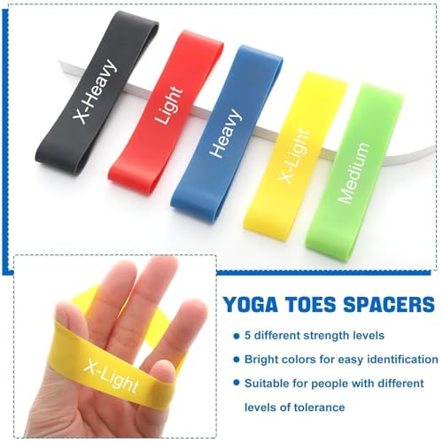 Image of Toe Stretcher Bands for Bunions, Bunion Corrector Bands for Women and Men with Big Yoga Toe, 5 Set of Foot Toe Stretcher Resistance Bands for Bunion Relief