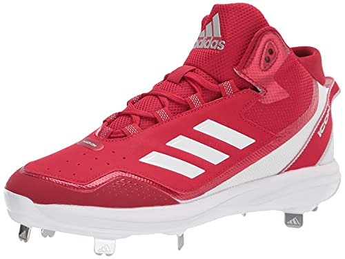 adidas Men's Icon 7 Mid Baseball Shoe, Team Power Red/White/Silver Metallic, 10