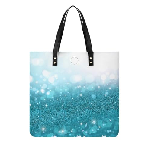 Tote bag paillettes bleues femmes sac à main shopper de voyage 39x39cm
