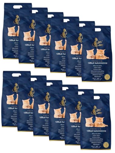 12 × 5 2 L Cats Care Premium Silikat Katzenstreu 12er Großpackung Gesamtvolumen 62 4 L