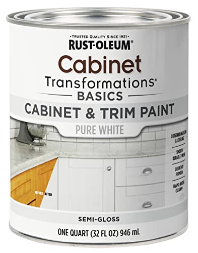 Comparison: Best White Colors For Kitchen Cabinets 2 Rust-Oleum 372007 Transformations Basics Cabinet & Trim Paint, Quart, Pure White, 32 Fl Oz (Pack of 1)