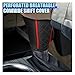 DUSCOKE Leather Car Gear Shift Knob Cover, Anti-Slip Breathable Car Shifter Lever Cover, Automatic Shift Knob Handle Protector, Universal Auto Interior Decorative Accessory for Sedan, SUV (Black/Red)