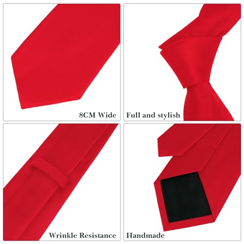 Junmeisi Men'S Ties Solid Pure Color 3.15 Inch (8Cm) Necktie Red Ties For Men thumb #3