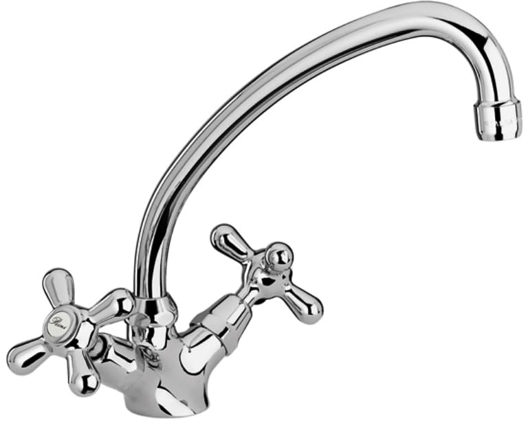 Schläfer 3460411 | Robinet rétro avec deux poignées antiques pour évier de cuisine, bouche, pivotant, style 