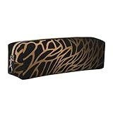SDEGTHO Estuche de piel con cremallera y estampado de tigre de leopardo para estudiantes, bolsa multiusos para niños, pequeña bolsa de maquillaje para bolígrafos, lápices, marcadores, Gold, One Size