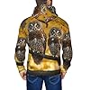 HUIopq Cute Brown Cartoon Owls Print Men'S Hooded Sweatshirt For Casual Outdoor Gym Travel Daily Wear Thermal Jacket #3