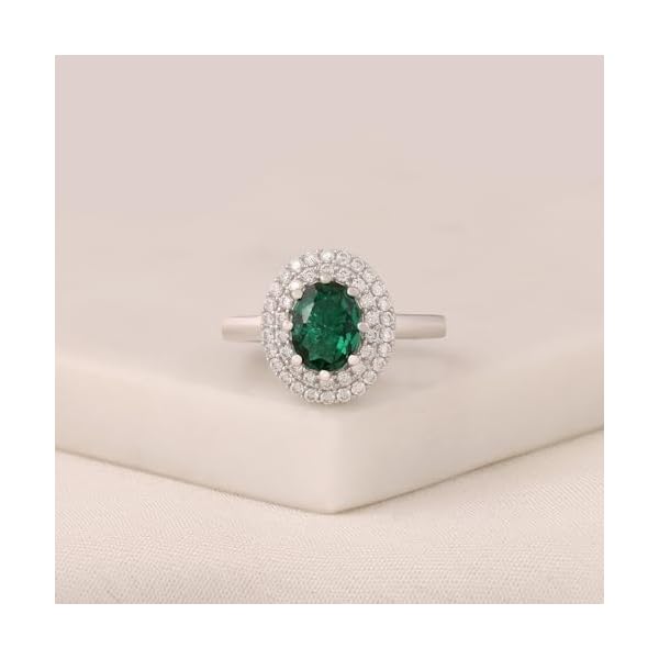 Ornate Jewels 925 Sterling Silver American Diamond Double Halo Ring for Women | Gifts for Womens and Girls | With Certificate of Authenticity and 925 Stamp | Life-time Warranty* - Image 4