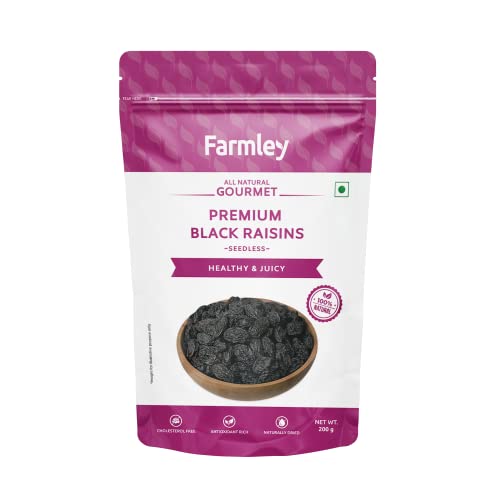 Image of Farmley Raisins Seedless I 200g,I Kishmish, Dry Fruits Source Of Potassium + Farmley Black Raisins Seedless I 200 gram I Kishmish, Dry Fruits Source Of Potassium,