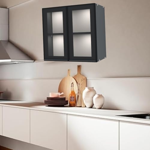 Image of SPECIALITY PANELS Multipurpose Cabinet with Modern Elegance Tinted Glass Wall Cabinet, Space Organizer for Office /Kitchen in (Dark Grey, 2 Glass Shutter)