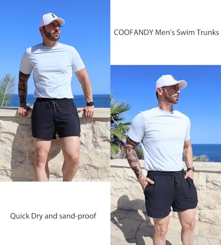 COOFANDY Men's Swim Trunks Bathing Suit with Compression Liner Pockets Quick Dry Swimsuit Beach Board Swim Short Swimwear3