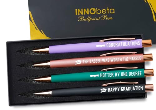 INNObeta Graduation Gifts Ballpoint Pen Set of 4, Funny Inspirational Pen, Office Tools for Graduation - Congratulations