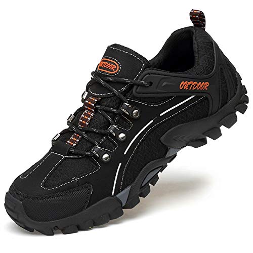 [visionreast] トレッキングシューズ 防水 メンズ トレッキングブーツ オールシーズン 登山靴 アウトドア ハイキングシューズ キャンプ 防滑 撥水 カジュアルシューズ 軽量 快適 ウォーキング ライトトレッキング 大きいサイズ ブラック 25.0cm