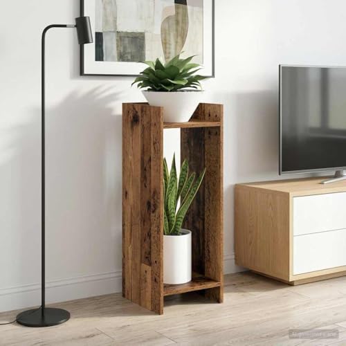 Soporte para plantas de madera vieja en pack de 2 columnas de 30x30x80 cm 2