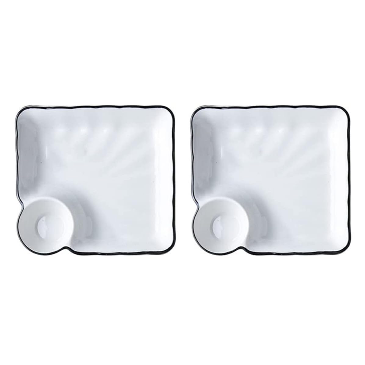 BESPORTBLE Plat à trempette en céramique 2 pièces blanc robuste pour sushis et amuse-gueules style moderne et chic adapté aux repas à domicile