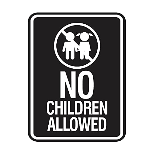 Signs ByLITA Portrait Round No Children Allowed Sign (Black) - Small