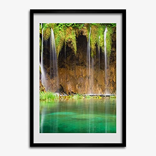 Cadre photo 40x60 cm affiche Lacs de Plitvice avec encadrement bois moderne