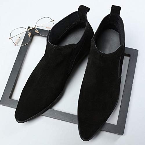 Santimon Mens Chelsea Boots Casual Dress Men Boot Suede Silp on Shoes Black 9 | Image 5