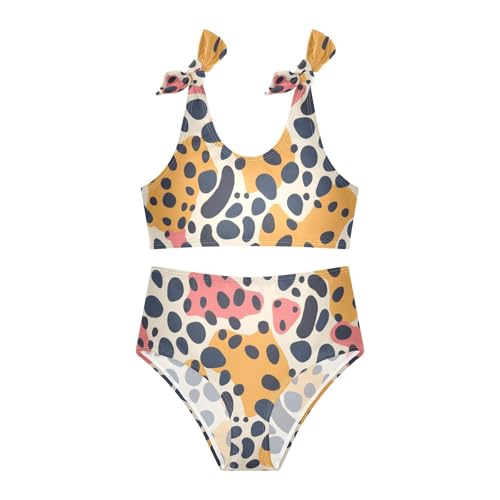 KLL Leopard Print Girls Two Piece Bikini Set Quick-Dry Swimsuits Swimming Suits Adjustable Shoulder Strap3