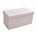Produktbild Theo&Cleo Linen Sitzhocker mit Stauraum Faltbar Fußbank Truhen Aufbewahrungsbox sitzbank 76 x 38 x 38 cm(Beige)