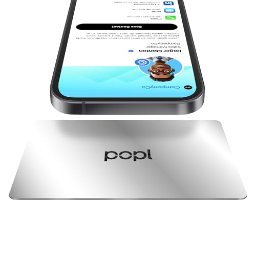 Image of Authentic Patented Popl Card (Avoid Fake Knockoffs) - Smart NFC Networking Card - Simply Tap to Exchange Contact Info, Capture Leads, & Manage Contacts (Stainless Steel Metal)