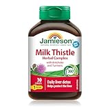 Jamieson Milk Thistle Herbal Complex, with Artichoke and Turmeric, Supports Liver and Digestive Health. Non-GMO, Gluten-Free, 30 Vegetarian Caplets, Proudly Canadian