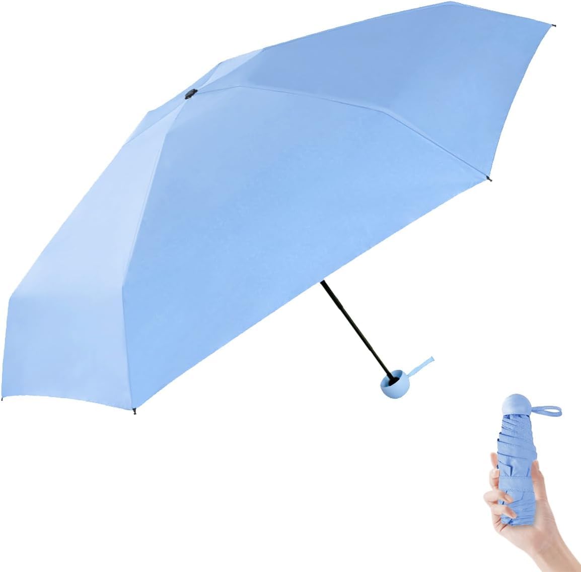 eyuvaa label 35-inch Portable Mini Umbrella for Sun Protection, Rain | Foldable Pocket Capsule Compact Travel Umbrella, Lightweight Anti-UV With Case Pill Umbrella for Women, Kids, Men's-picture-40