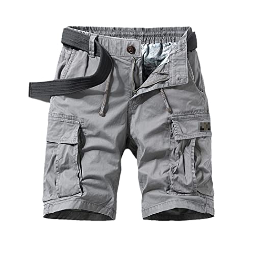 Short cargo tactique d'été en coton gris 31W avec multi-poches