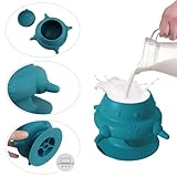 Aufzuchthilfe Hund Katze Stillstation mit 4 Nippel Milchfutterstation Silikon Futterstation Welpenmilch Katzenmilch Feeder Selbstfütternd Silikonnippel für Baby Neugeborene Haustier Fütterung Blau