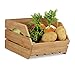 Relaxdays 10022220 Contenitore Impilabile Cassetta Legno Bambù Scatola Portaoggetti Aperta Stabile HxLxP: 20,5x27x38 cm, Beige