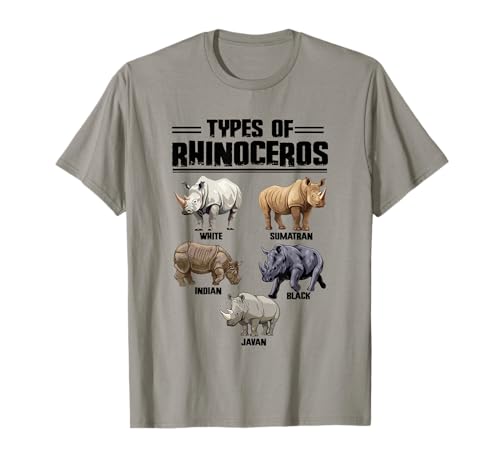 Types of Rhinoceros Funny Educational Rhino Animal Lover T-Shirt