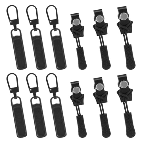 12pz Kit di Riparazione Cerniera, Universale Zipper Repair Kit 3 Misure Cerniera Istantanea Fissatore Testa Della Vite con Denti Scorrevoli Tira Cerniera Fisso per Artigianato e Cucito