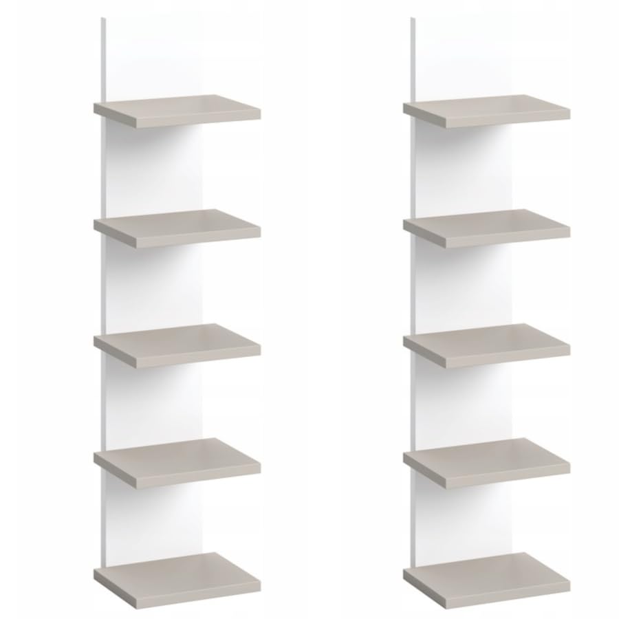 Étagère suspendue blanc-cachemire 100x25x17cm en lot de 2 pour rangement mural moderne