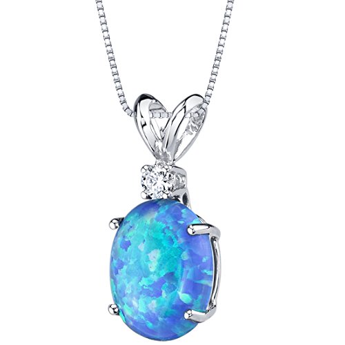 Peora Black Opal & Diamond Pendant – 14K White Gold, 10x8mm Oval, 1 Carat – Elegant Solitaire Necklace For Women - View #8