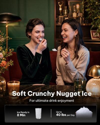 Image of Silonn Countertop Nugget Ice Maker, Self-Dispensing Ice Machine with Auto Drop Ice, Self-Cleaning, 40 lbs /24H Soft Chewable Ice for Home, Kitchen and Parties