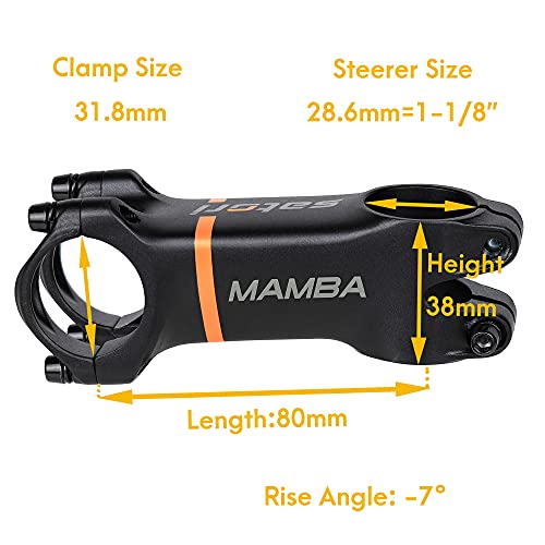 Satori Mamba Bike Bicycle Stem - 7 Degree Professional Level 3D Forged Alloy Road Mountain Bike Lightweight Handlebar Stem 31.8Mm Clamp - Compatible With 1-1/8 Fork Steerer Tube - Stem Length: 90 Mm #TOP1