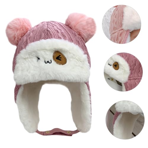 VANZACK Thickened Thunder Cap Boys and Girls Bonnet Boy Winter Hat Pink Hat Girls Cotton Earflap Winter Headwear3
