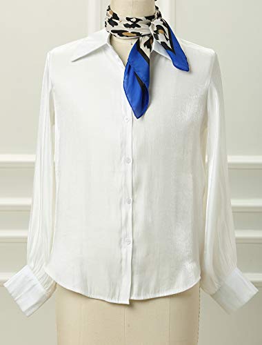 Allegra K 70cm Large Leopard Print Square Scarves Silk Like Kerchief Neck Head Scarf Neckerchief2