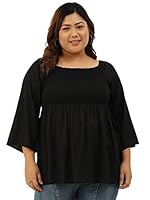 theRebelinme Plus Size Women's Black Solid Color Peplum top(XXXXXL)