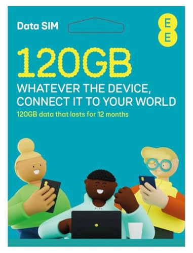 EE Pay As You Go DATA SIM Card UK PREPAID PRELOADED PAYG Bundle - 120GB 12 month DATA SIM